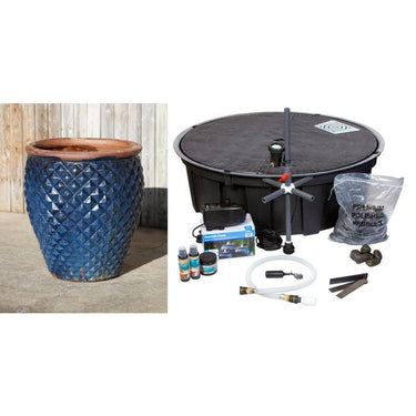 One of a Kind FNT40730 Ceramic Vase Complete Fountain Kit Vase Fountain Blue Thumb